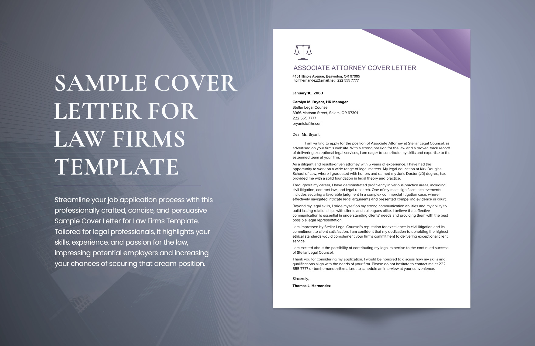 Sample Cover Letter for Law Firms Template in Word, PDF, Google Docs - Download | Template.net