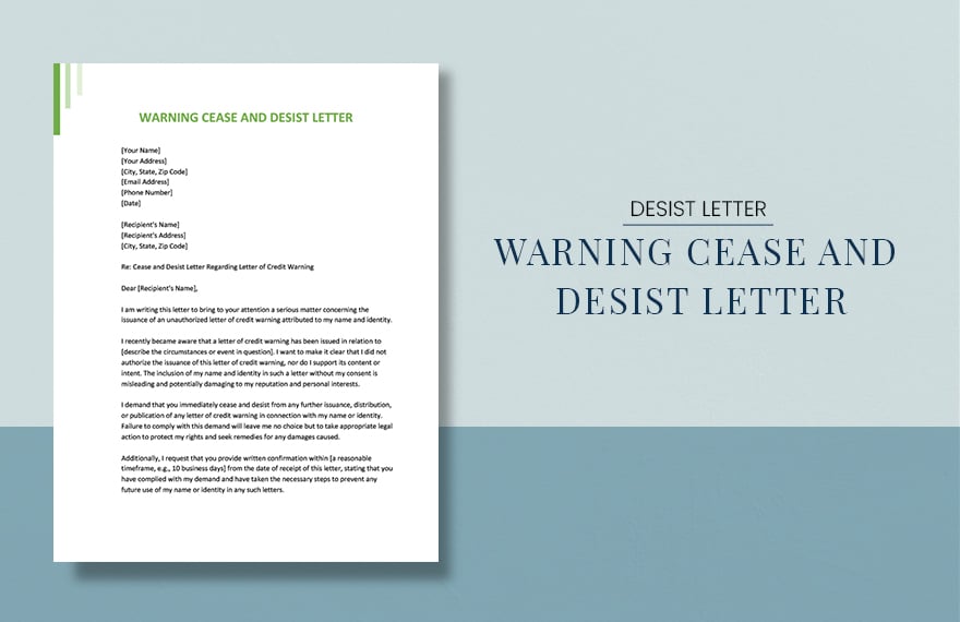 Warning Cease And Desist Letter in Word, Google Docs, Apple Pages