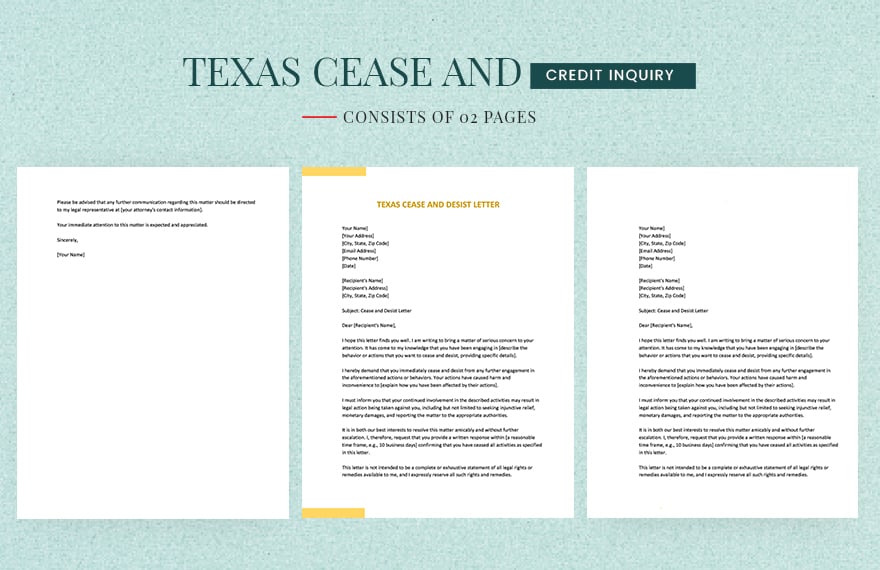 Texas Cease And Desist Letter in Word, Google Docs, Apple Pages