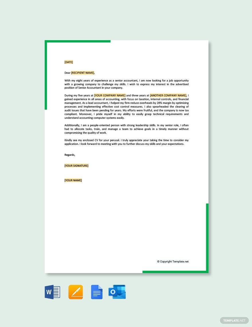 Free Job Application Letter For Accountant Post Template