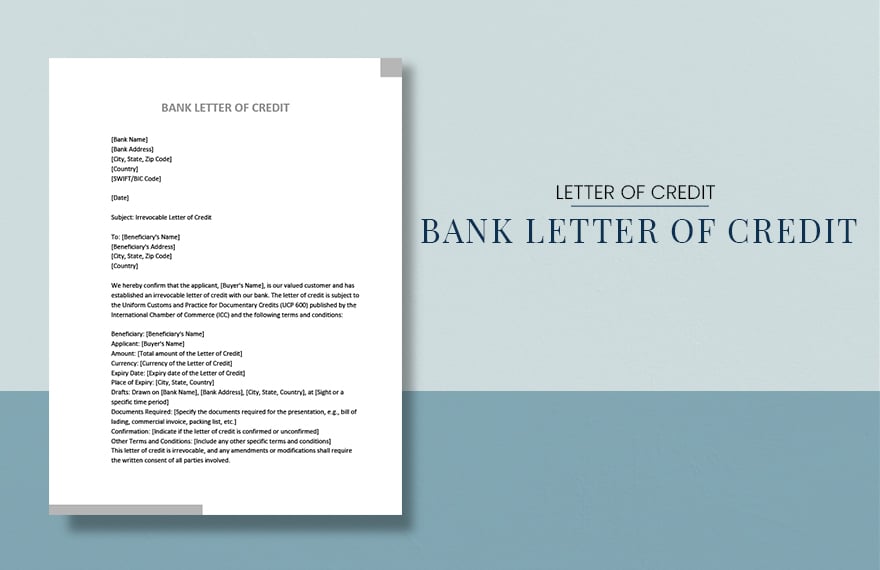 Bank Letter Of Credit in Word, Google Docs, Apple Pages