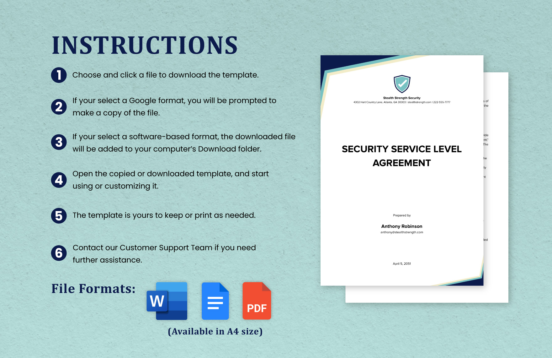 Security Service Level Agreement Template