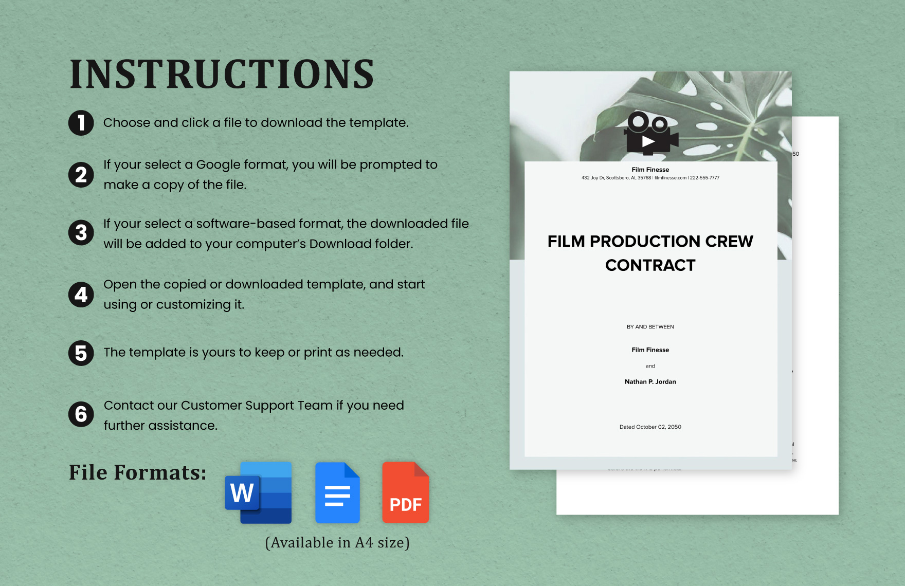 Film Production Crew Contract Template