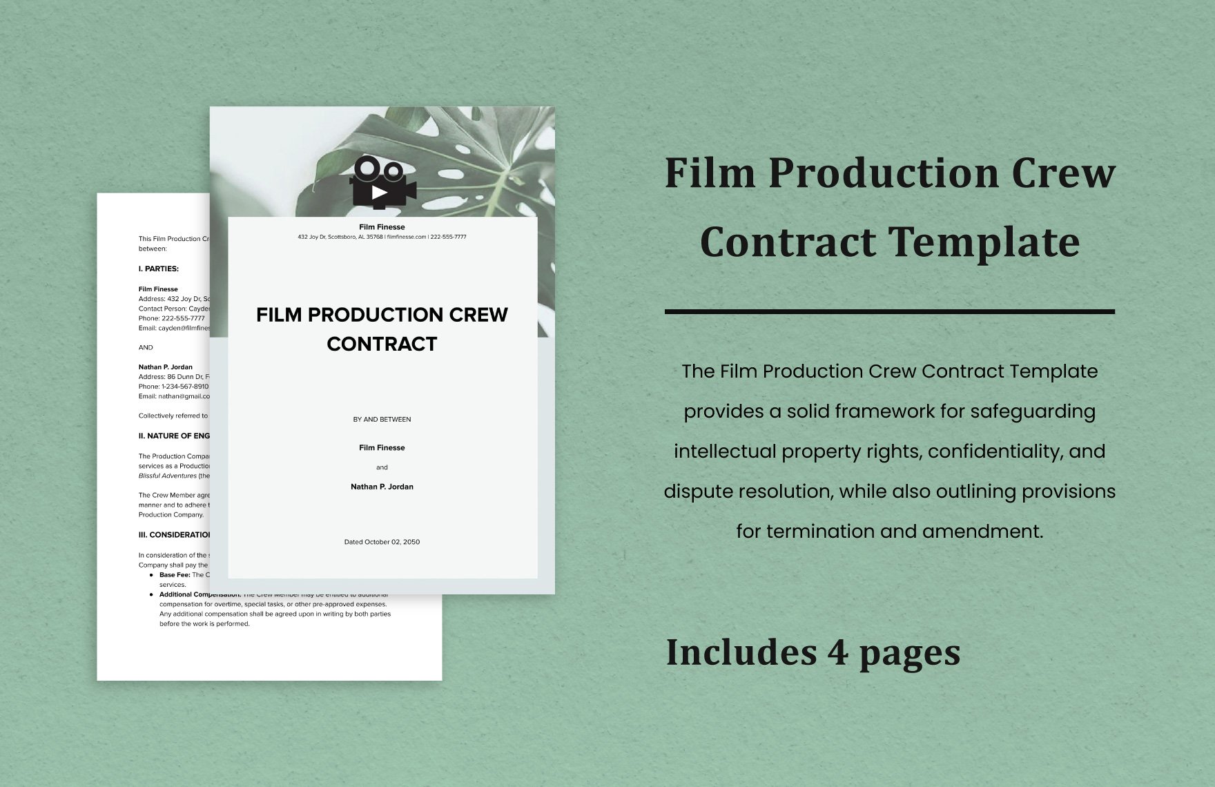 Film Production Crew Contract Template