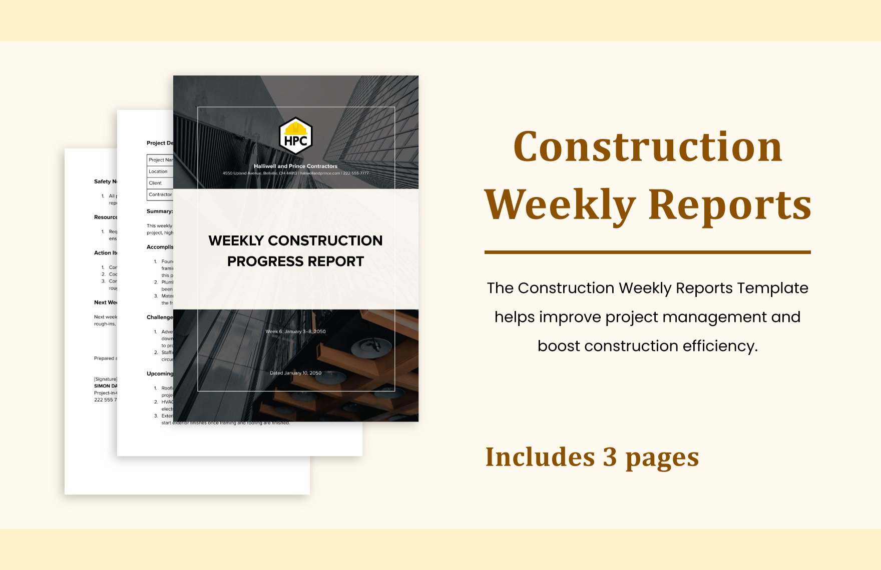 Construction Weekly Reports in Word, Google Docs, PDF