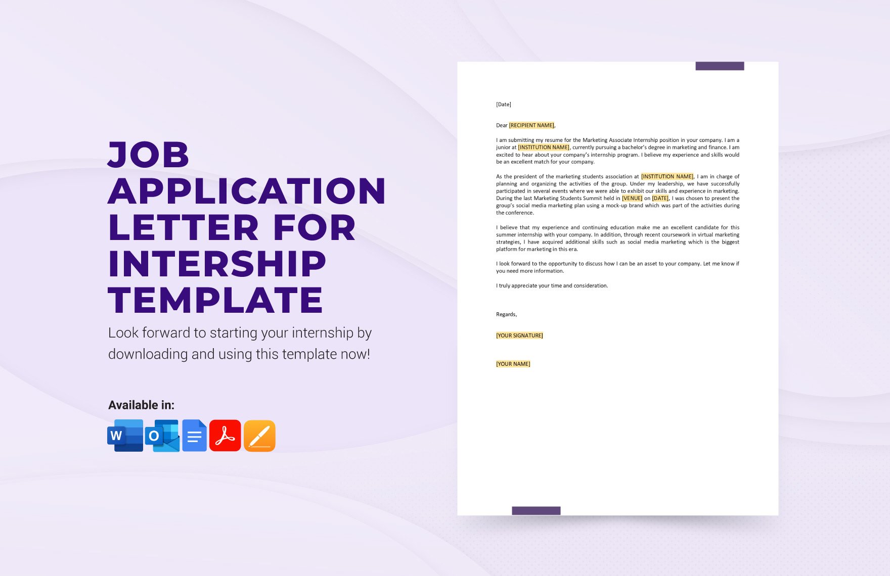 Job Application Letter for Internship