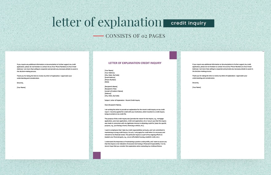 Letter Of Explanation Credit Inquiry
