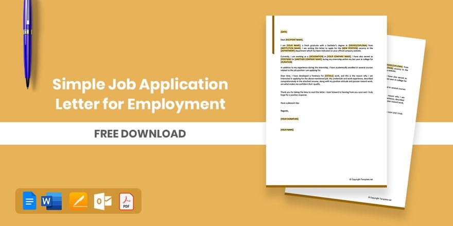 Simple Job Application Letter for Employment