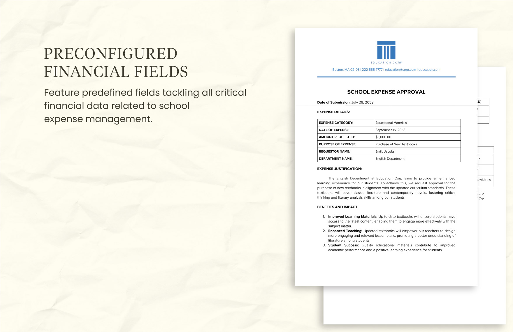 School Expense Approval Template