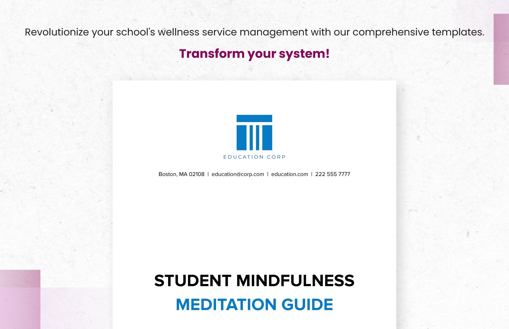 Student Mindfulness Meditation Guide Template