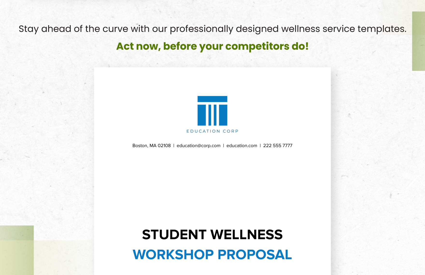 Student Wellness Workshop Proposal Template