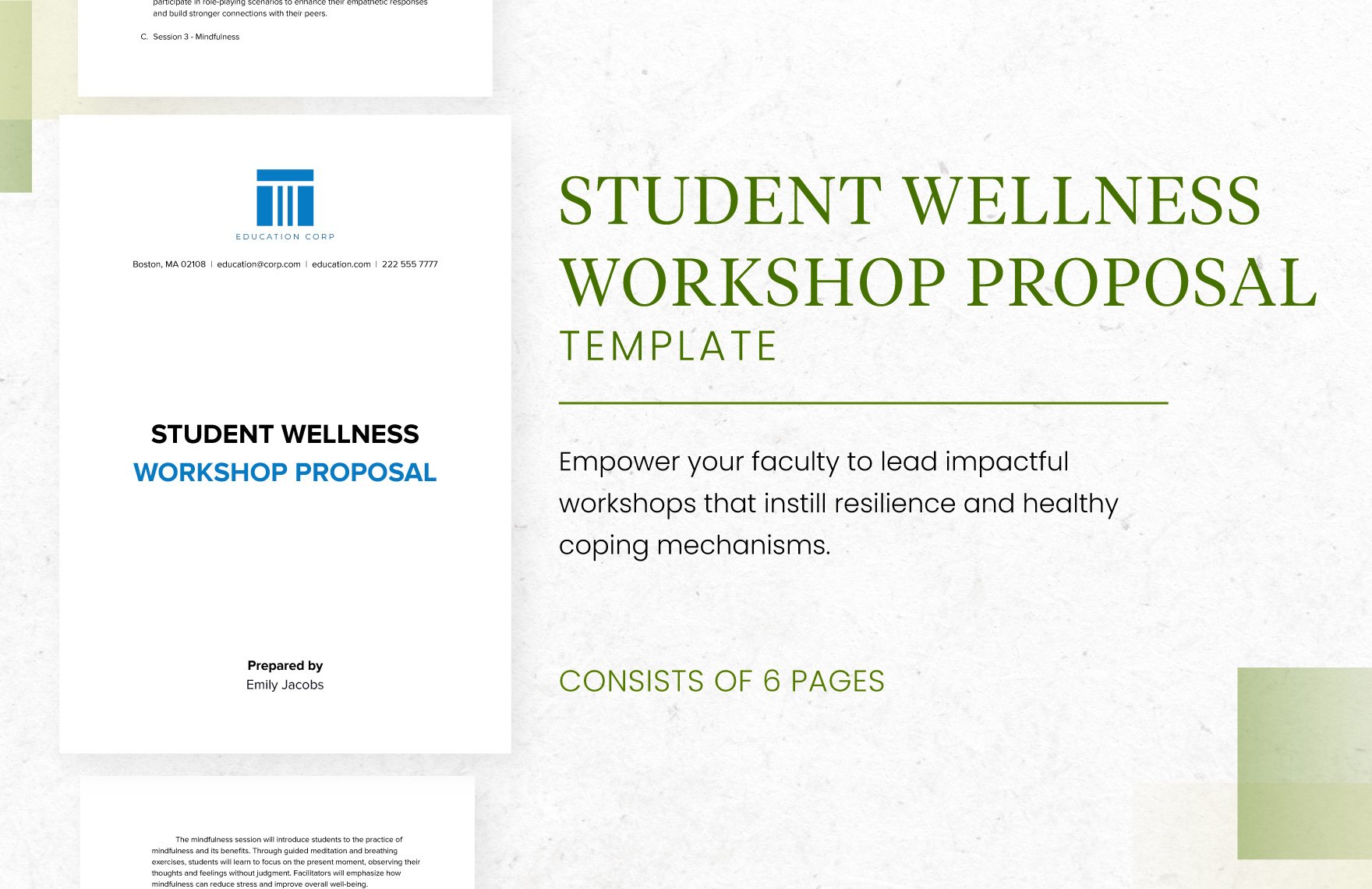 Student Wellness Workshop Proposal Template