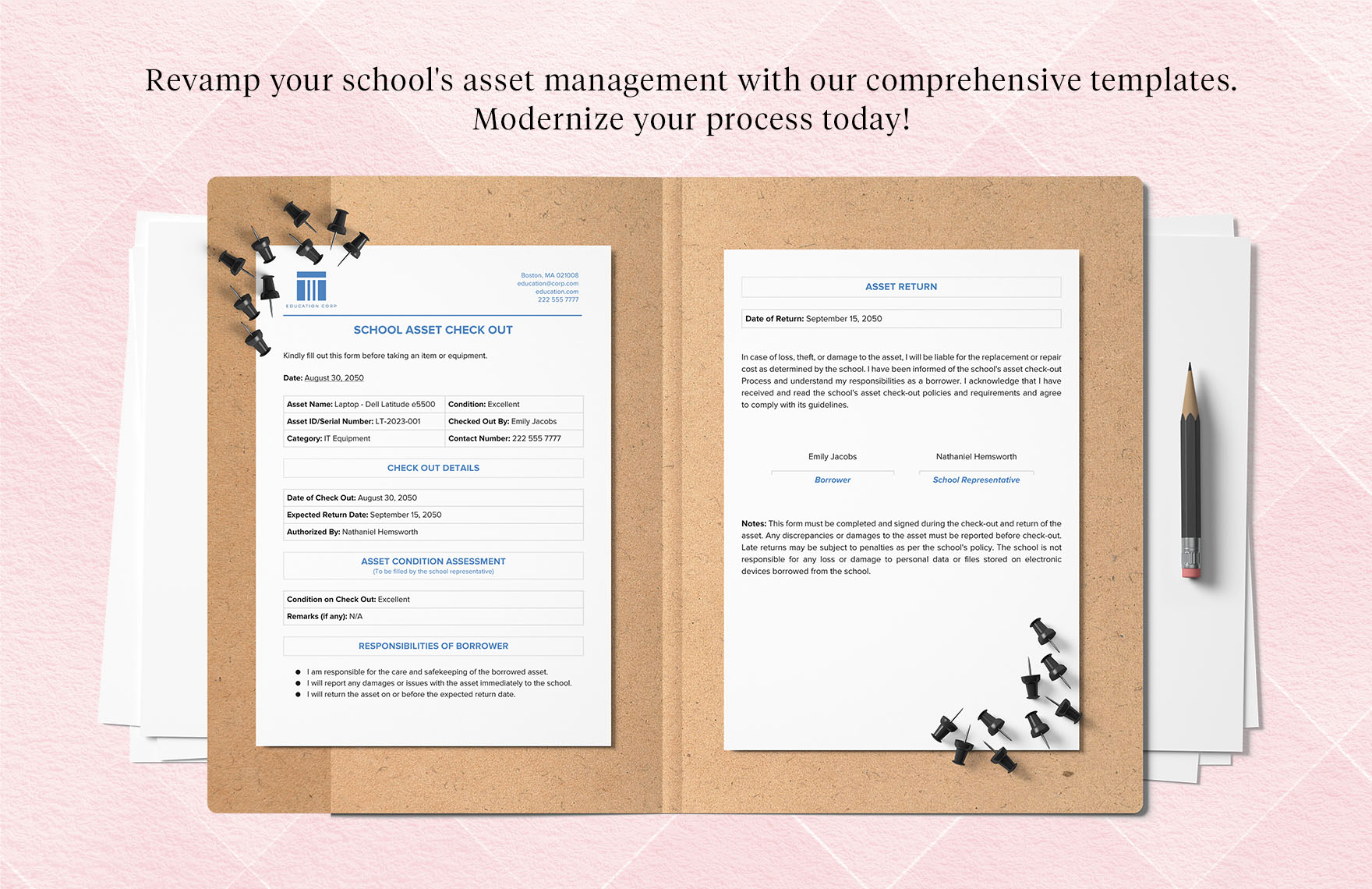 School Asset Check Out Template
