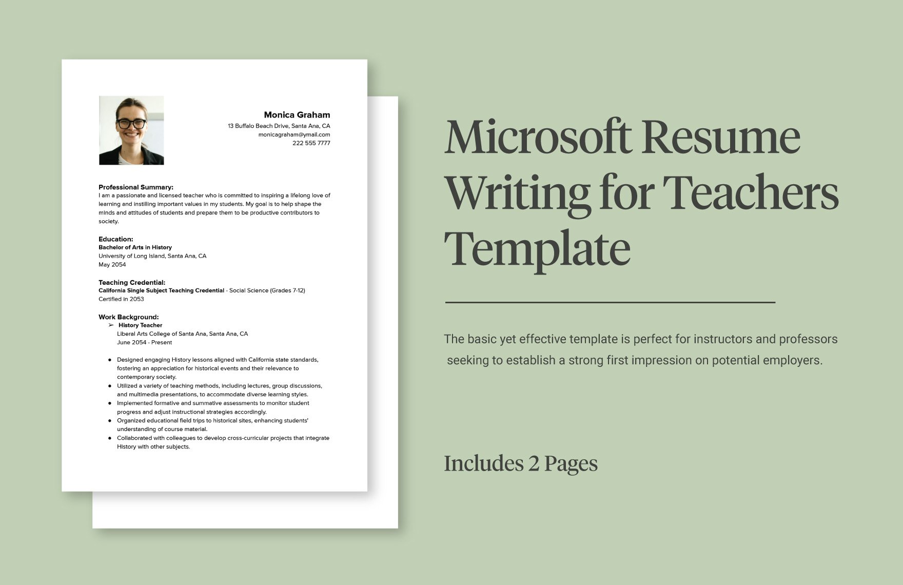 Microsoft Resume Writing for Teachers Template