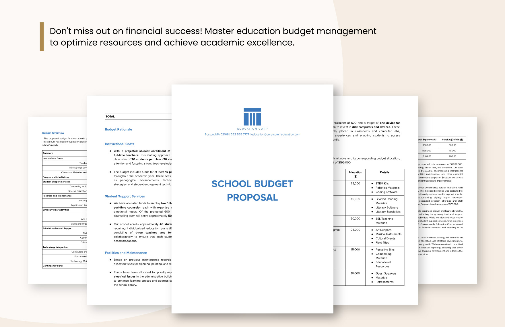School Budget Proposal Template