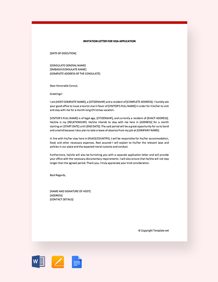 FREE Employee Reference Letter for Visa Template - Word | Google Docs
