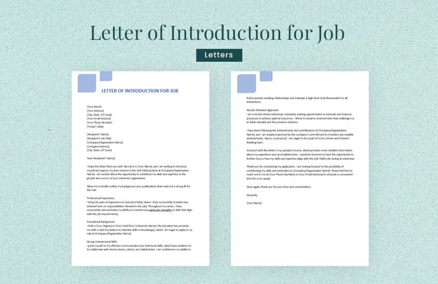 Free Letter of Introduction for Job