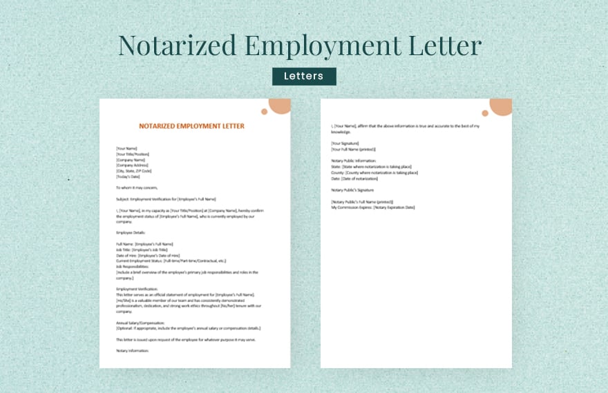 Notarized Employment Letter