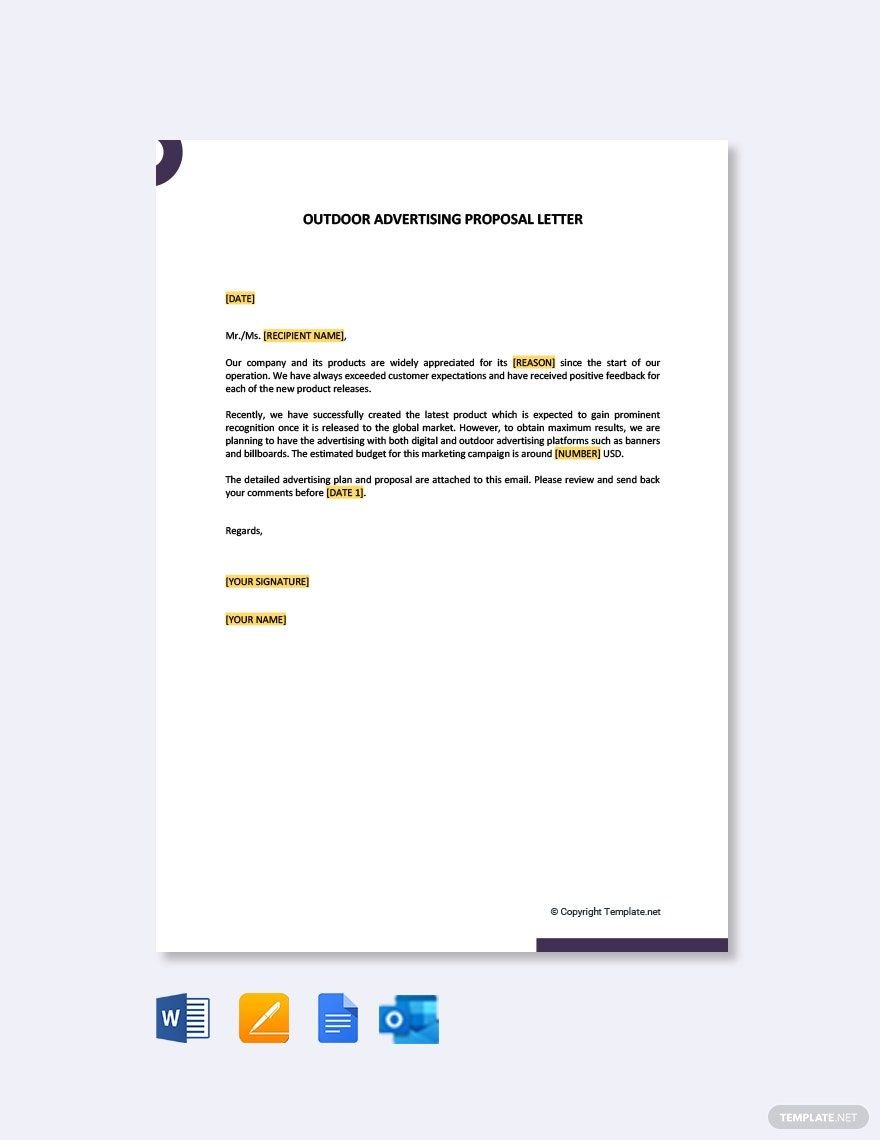 Outdoor Advertising Proposal Letter Template