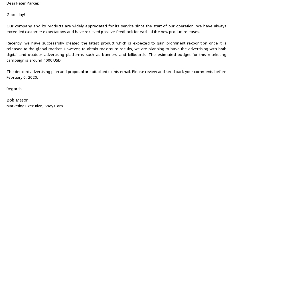 Outdoor Advertising Proposal Letter Template - Google Docs, Word