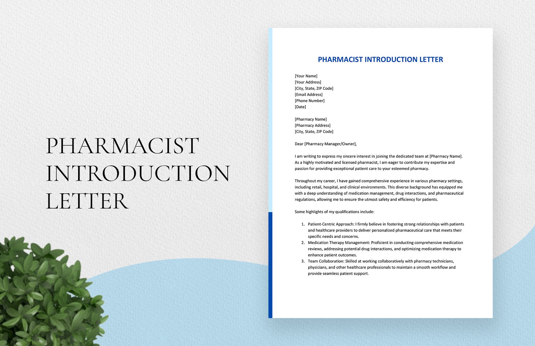 Pharmacist Introduction Letter