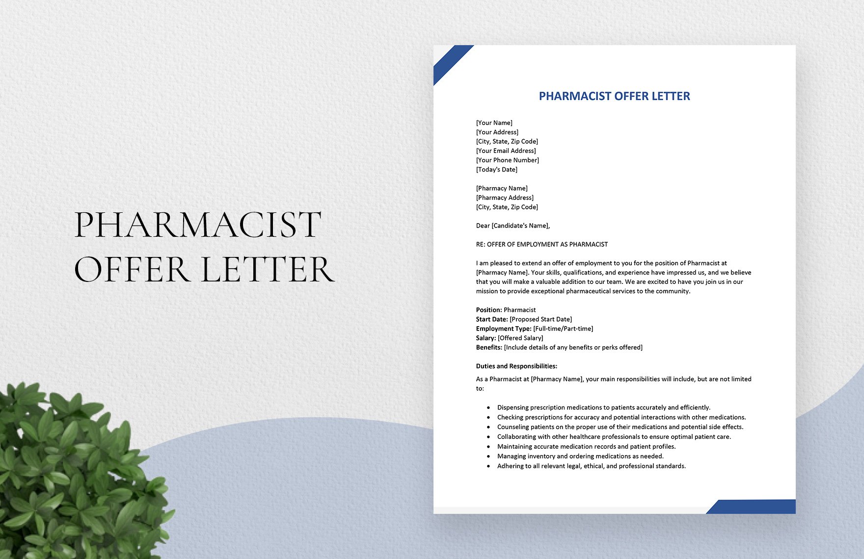 Pharmacist Offer Letter