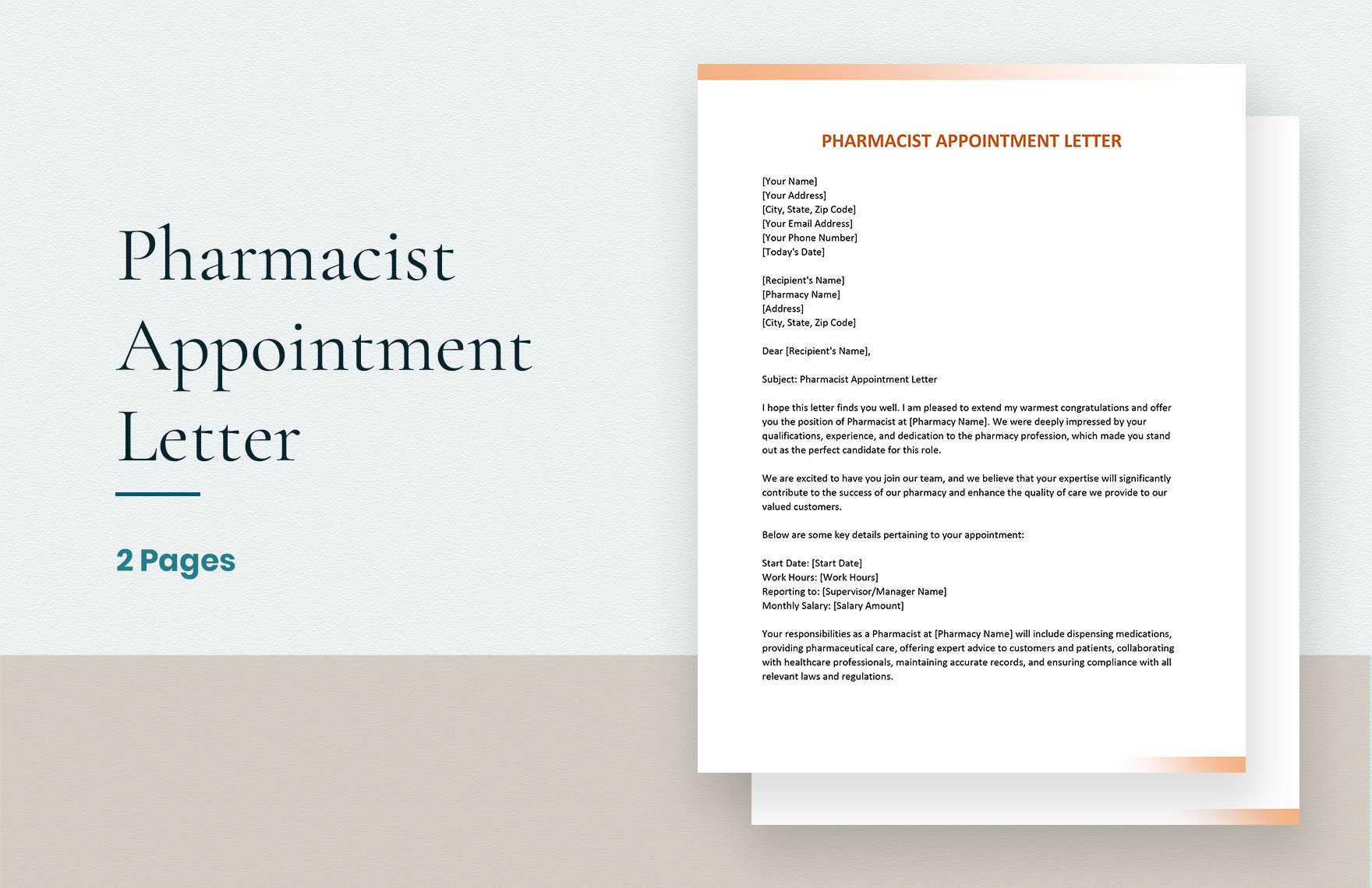 Pharmacist Appointment Letter
