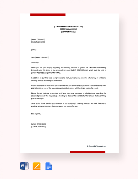 FREE Proposal Letter for Catering Services Template: Download 2538