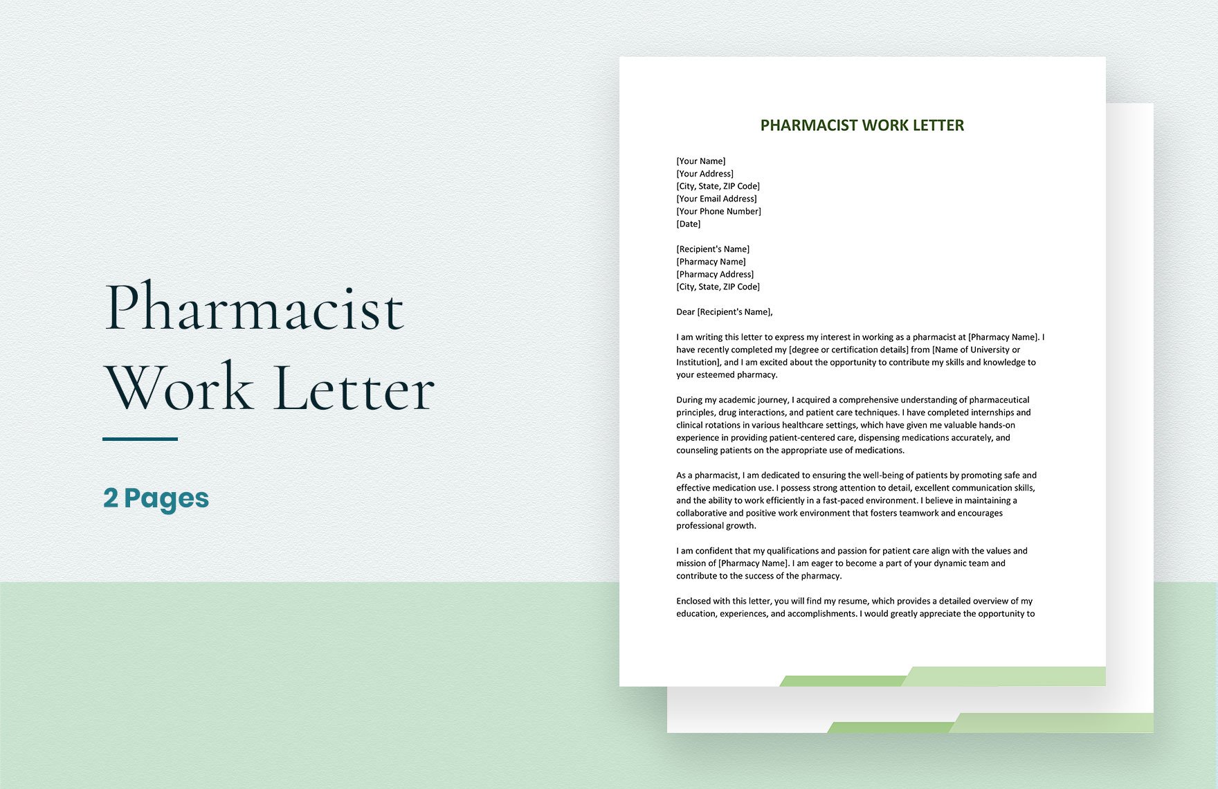 Pharmacist Work Letter
