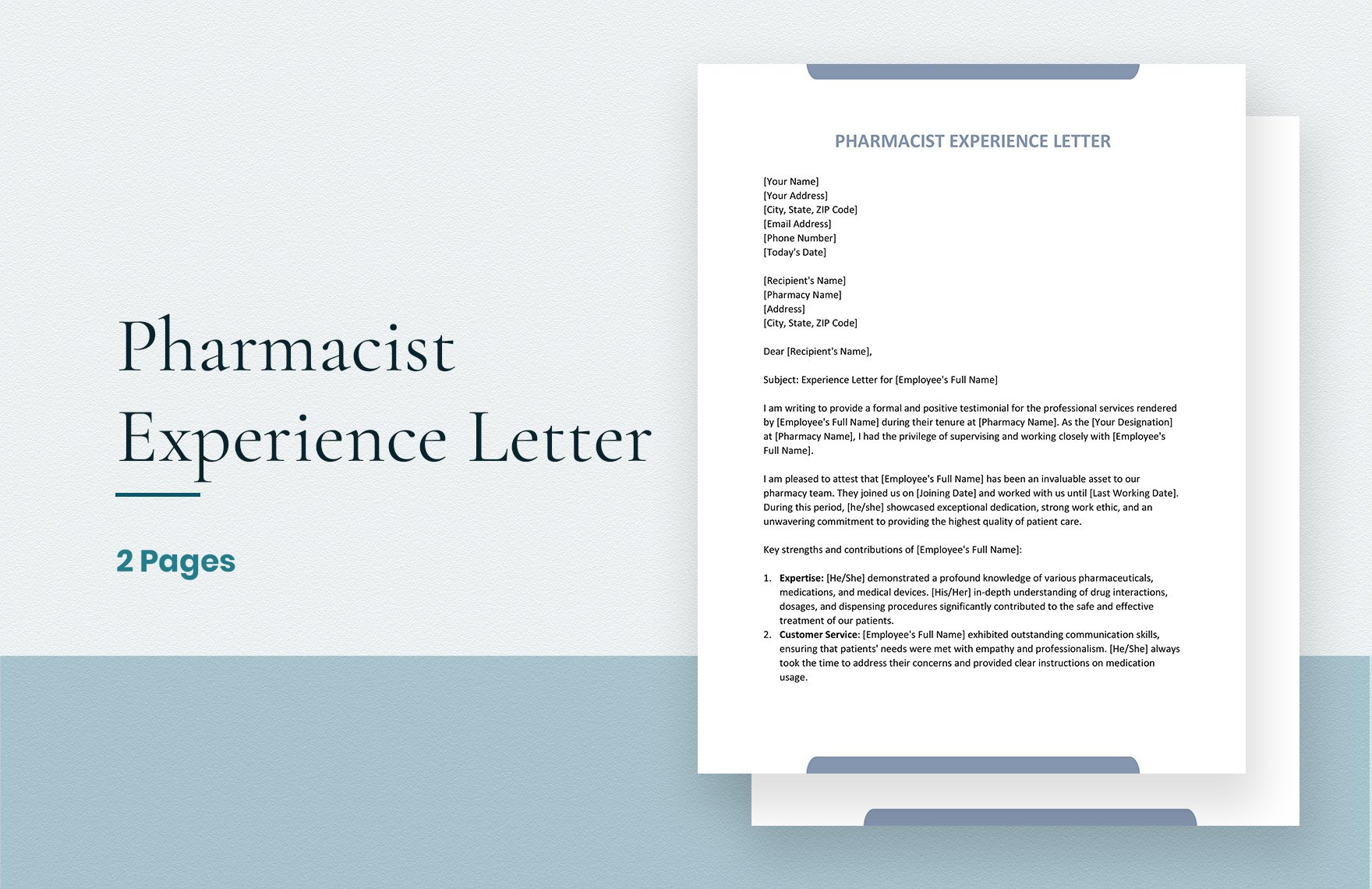 Pharmacist Experience Letter