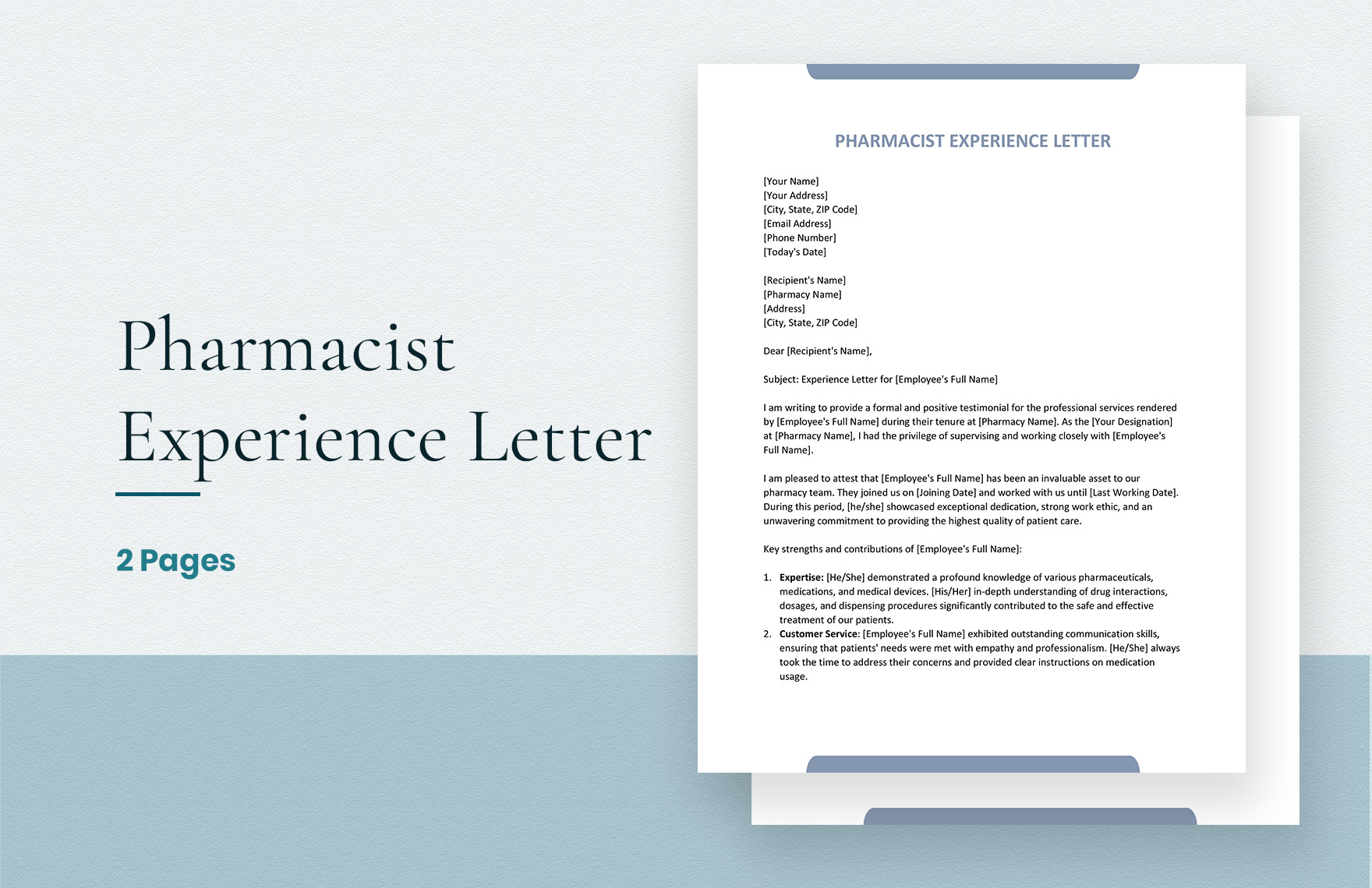 Pharmacist Experience Letter in Word, Google Docs, Apple Pages