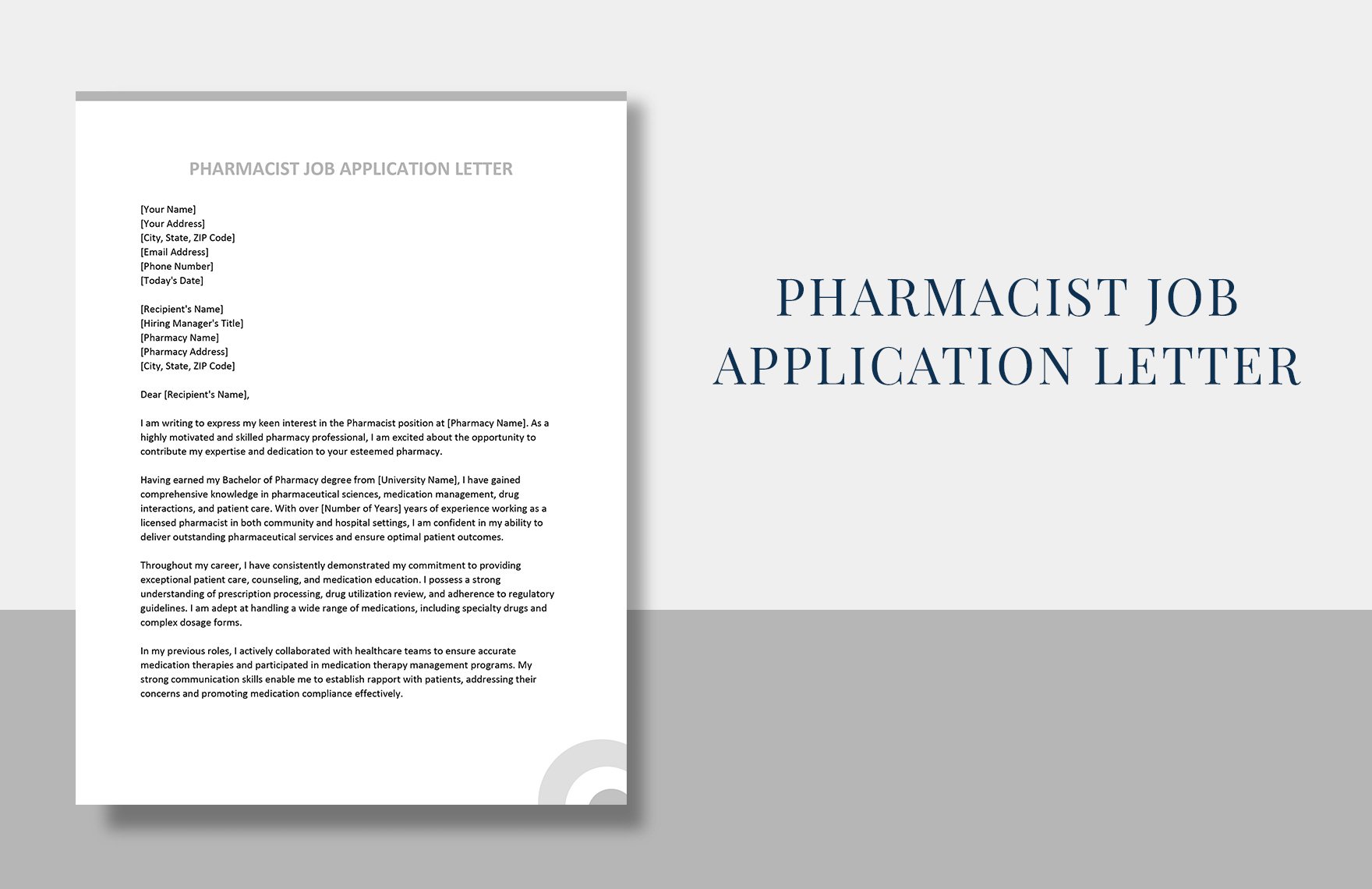 Pharmacist Job Application Letter