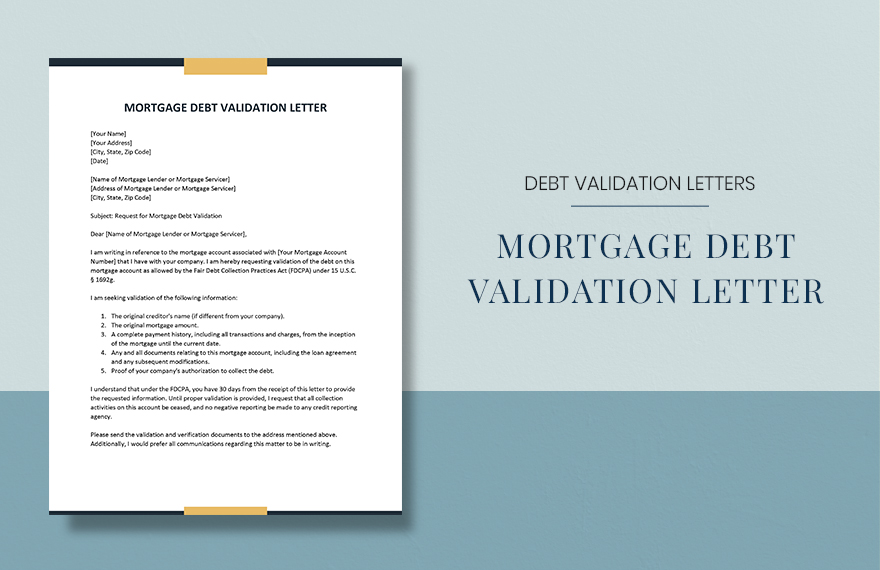 Free Mortgage Debt Validation Letter - Download in Word, Google Docs ...