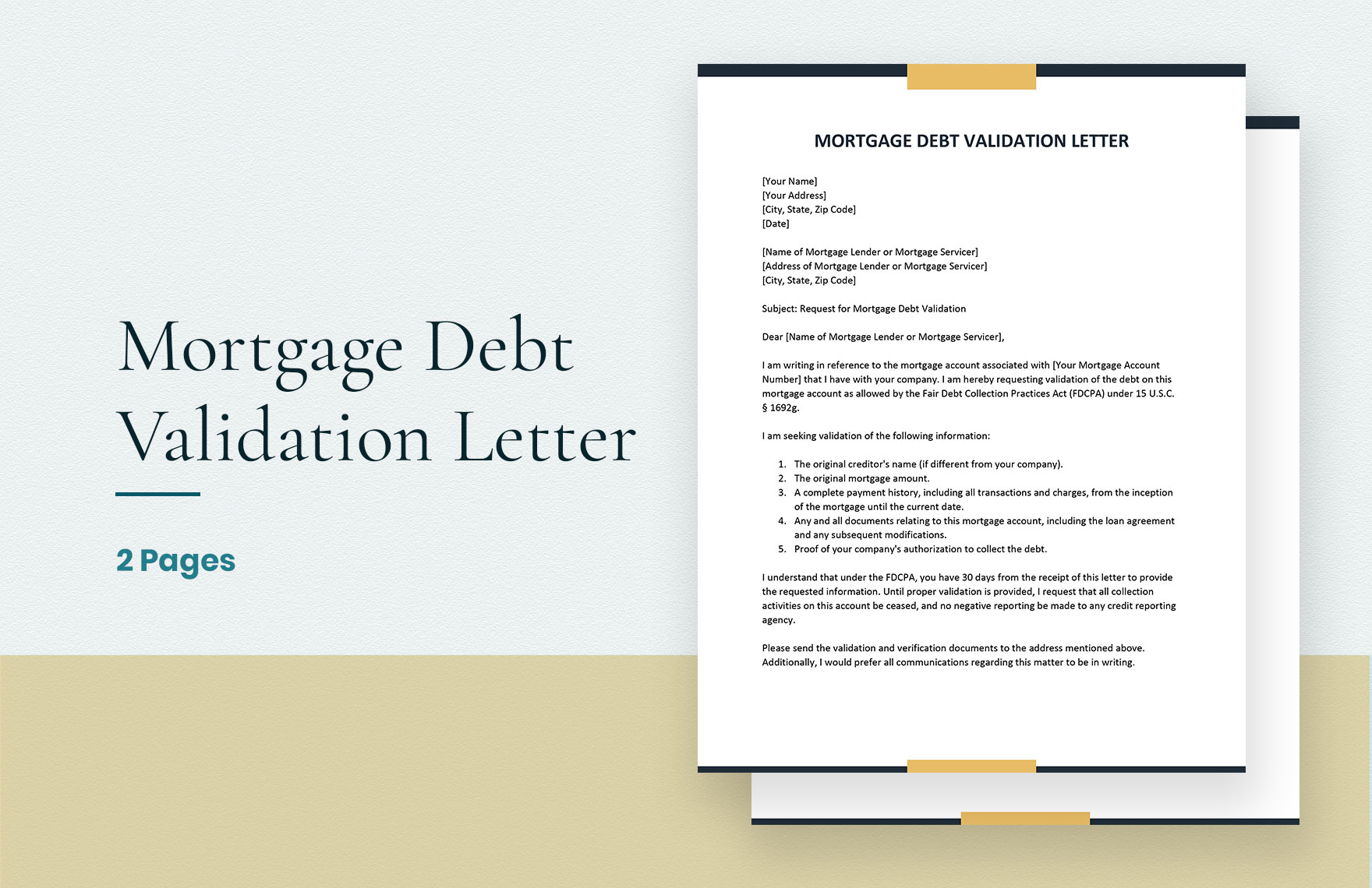 Mortgage Debt Validation Letter In Word Google Docs Pages Download Mortgage Debt Validation Letter In Word Google Docs Pages Download