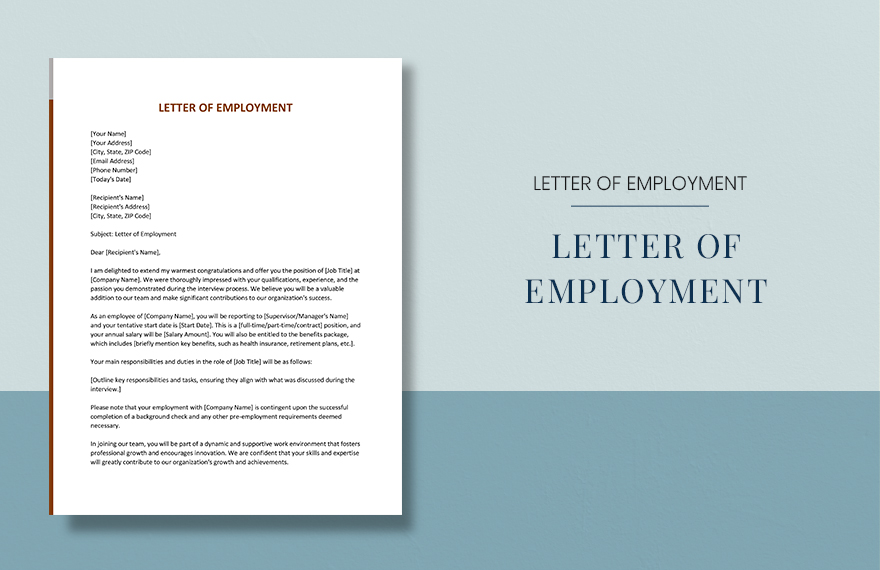 Free Letter of Employment - Download in Word, Google Docs, Apple Pages ...