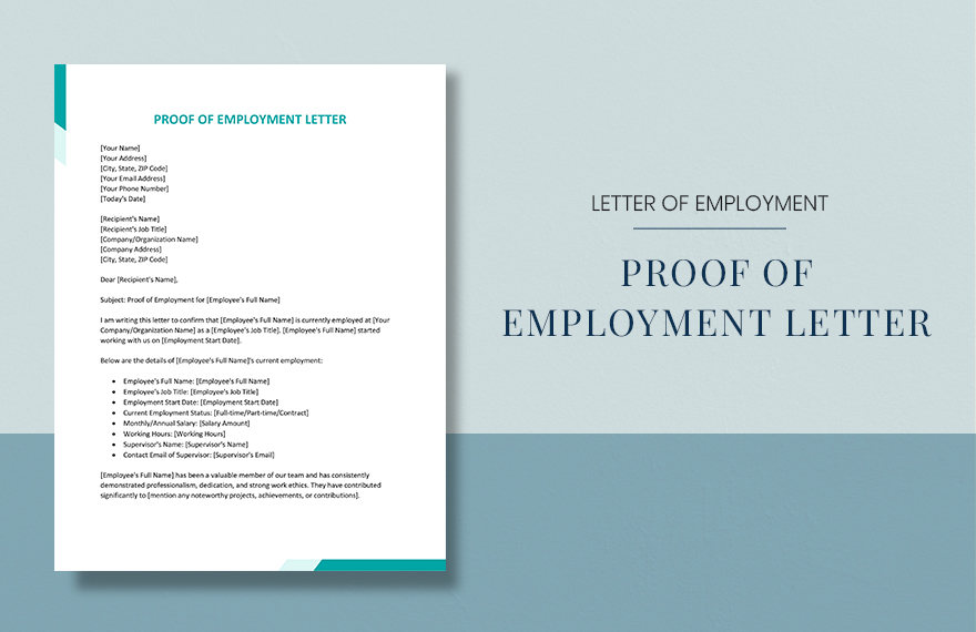 Free Proof of Employment Letter - Download in Word, Google Docs, Apple ...