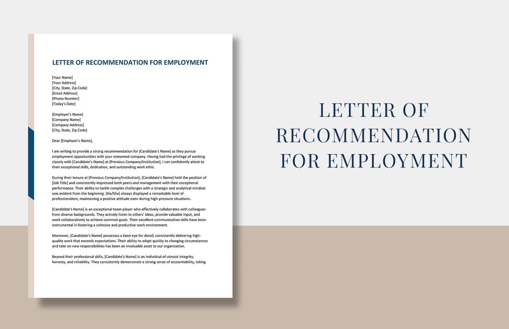Letter of Recommendation for Employment