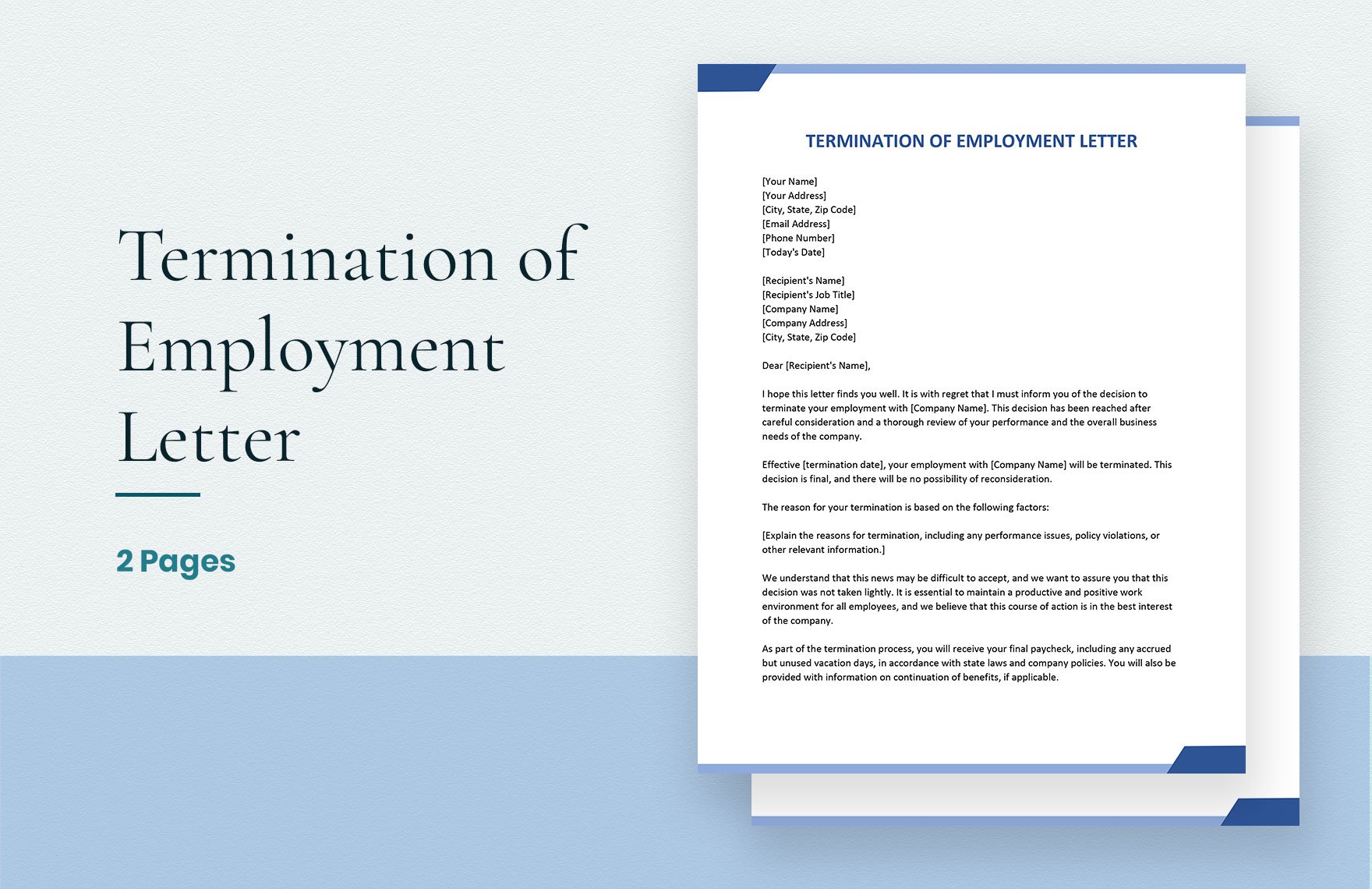 Free Termination of Employment Letter