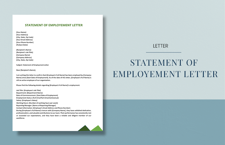 Free Statement Of Employment Letter