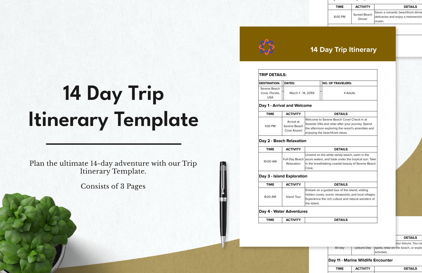 14 Day Trip Itinerary Template