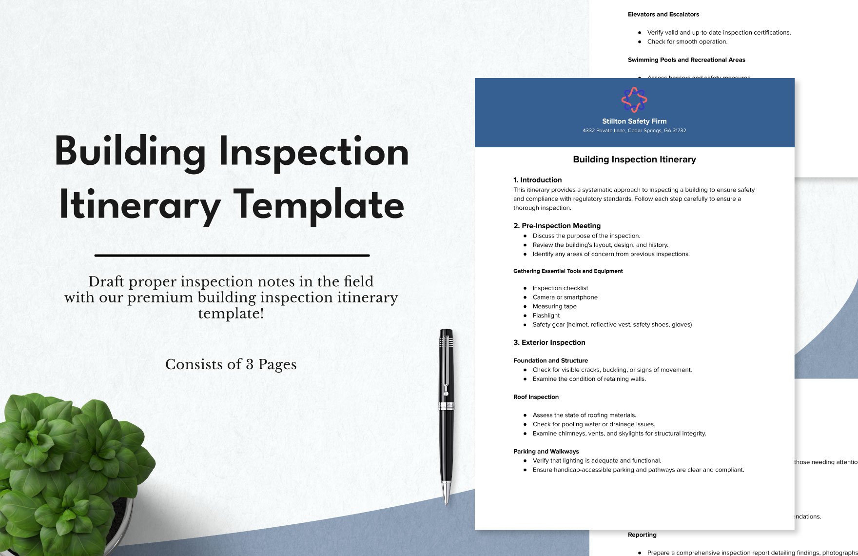 Building Inspection Itinerary Template