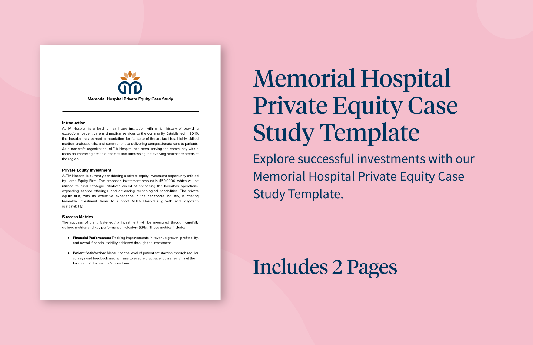 Memorial Hospital Private Equity Case Study Template in Word, Google Docs, PDF