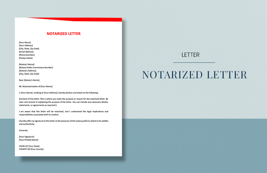 Notarized Letter in Word, Google Docs, PDF, Apple Pages