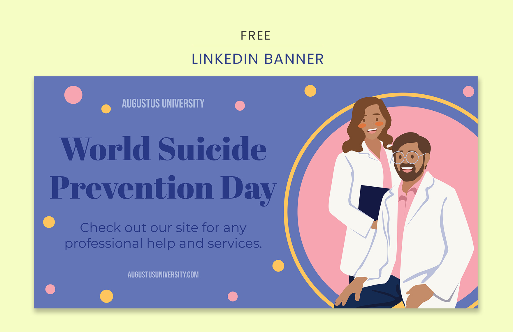 World Suicide Prevention Day Linkedin Banner in PDF, Illustrator, SVG, JPEG