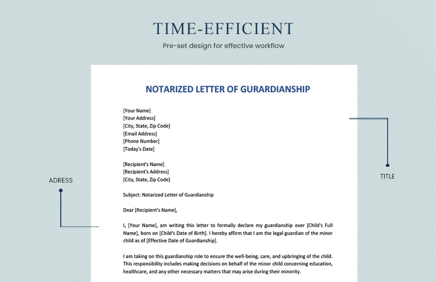 notarized guardianship letter for school