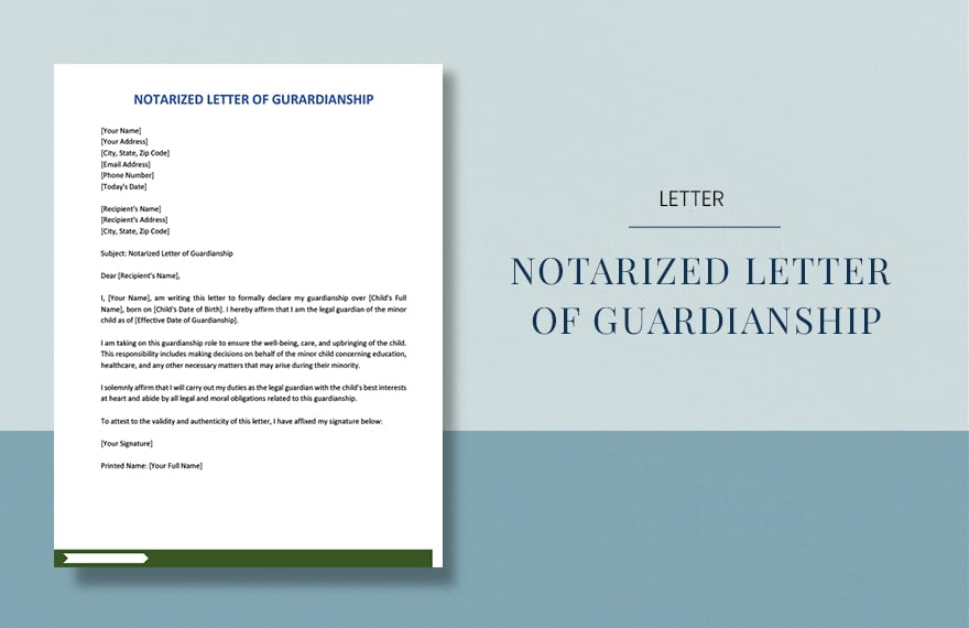 Notarized Letter Of Guardianship