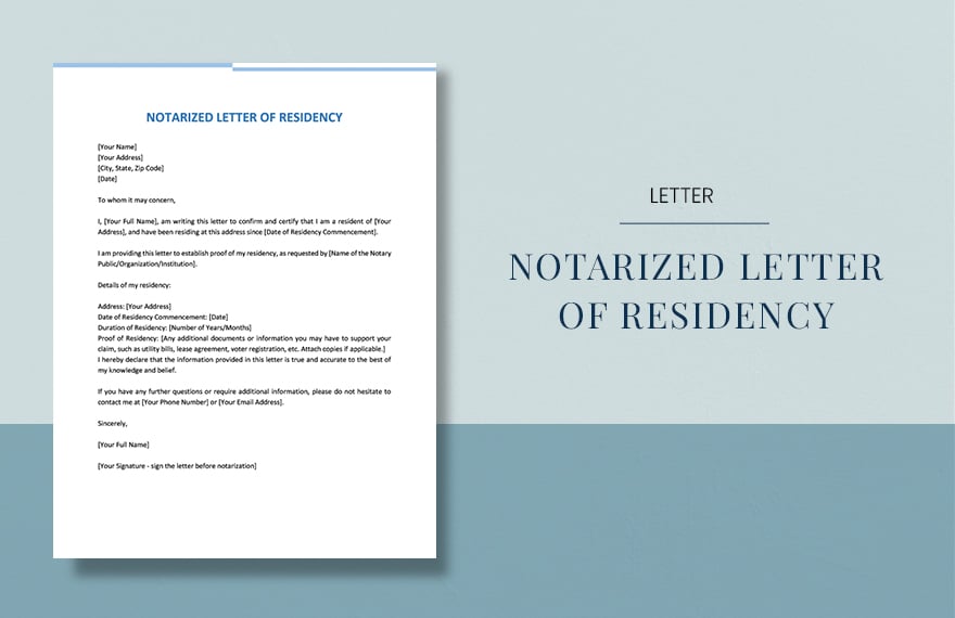 Notarized Letter Of Residency in Word, Google Docs, PDF, Apple Pages