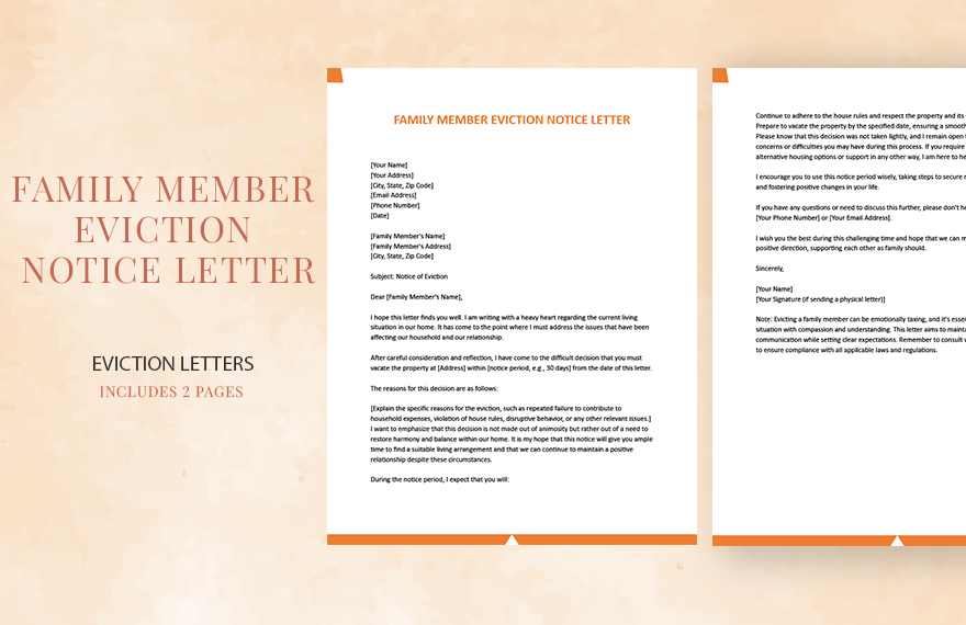 Family Member Eviction Notice Letter in Word, Google Docs, Apple Pages