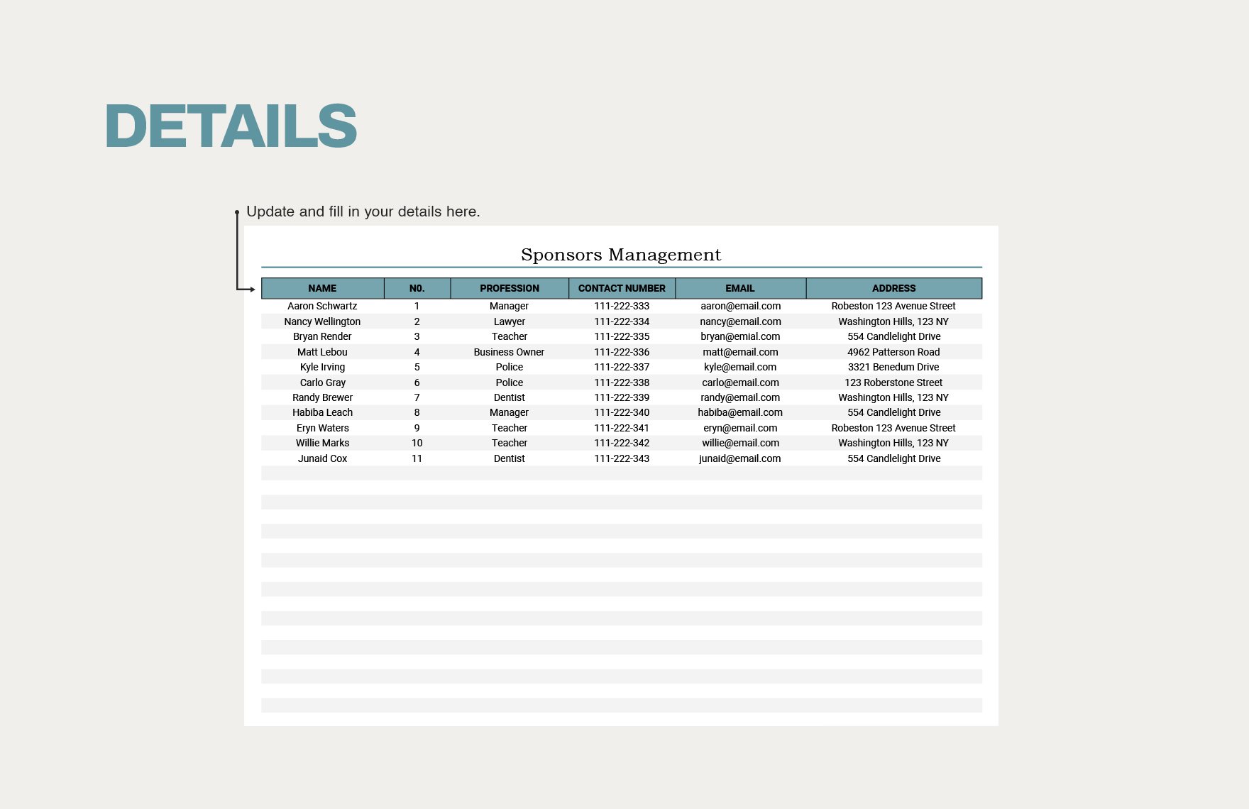 School Sponsorship Income Report Template