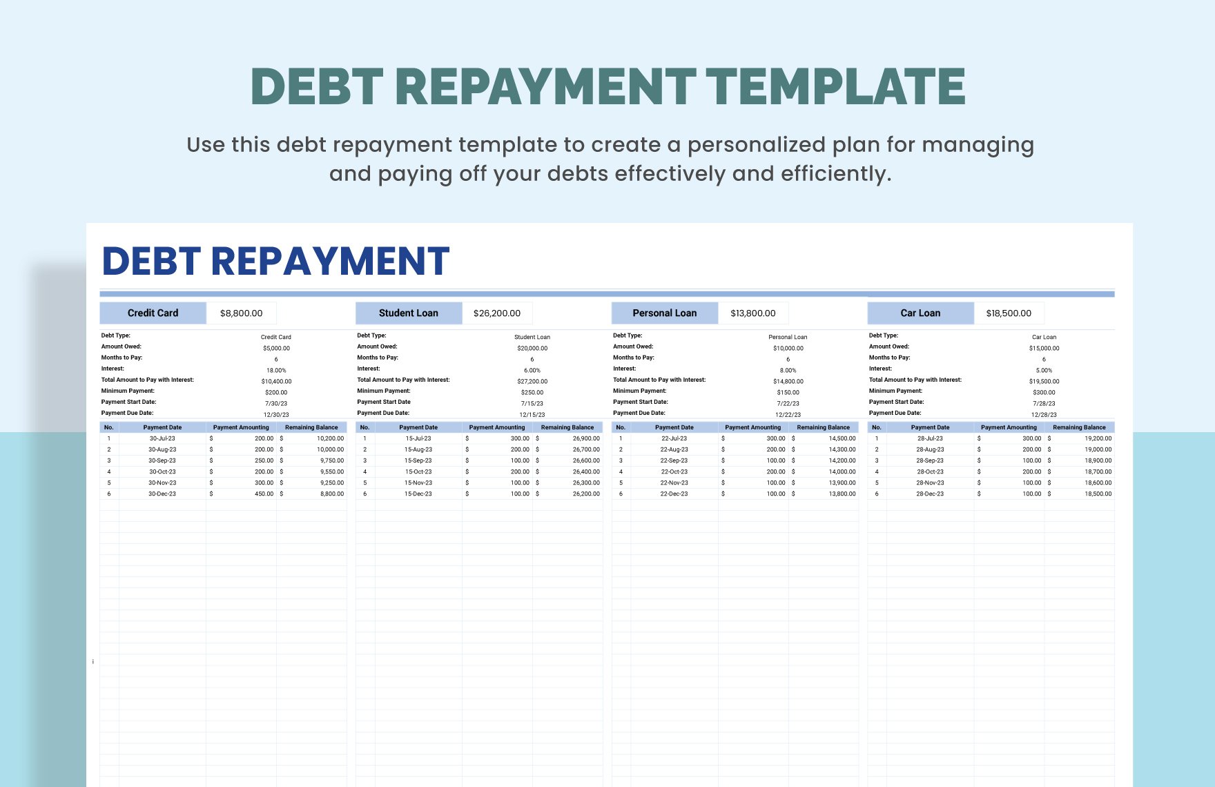 Debt Repayment Template